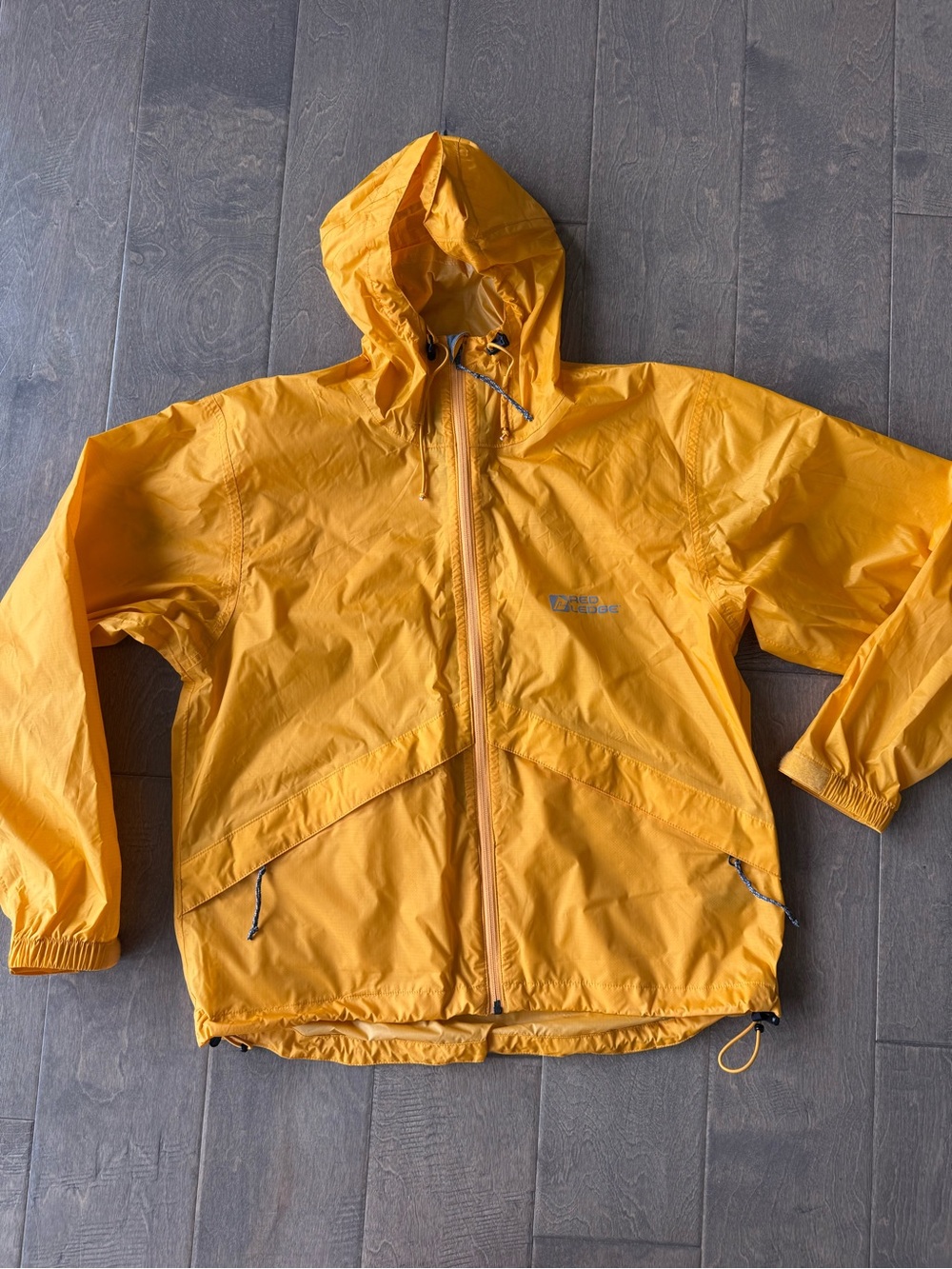 Red Ledge Men's Yellow Hooded waterproof Rain Jacket - Lightweight